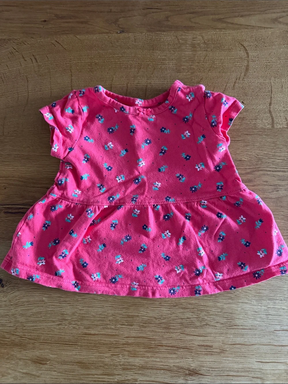 Carter's Bright Pink Floral Ruffle Neck Top